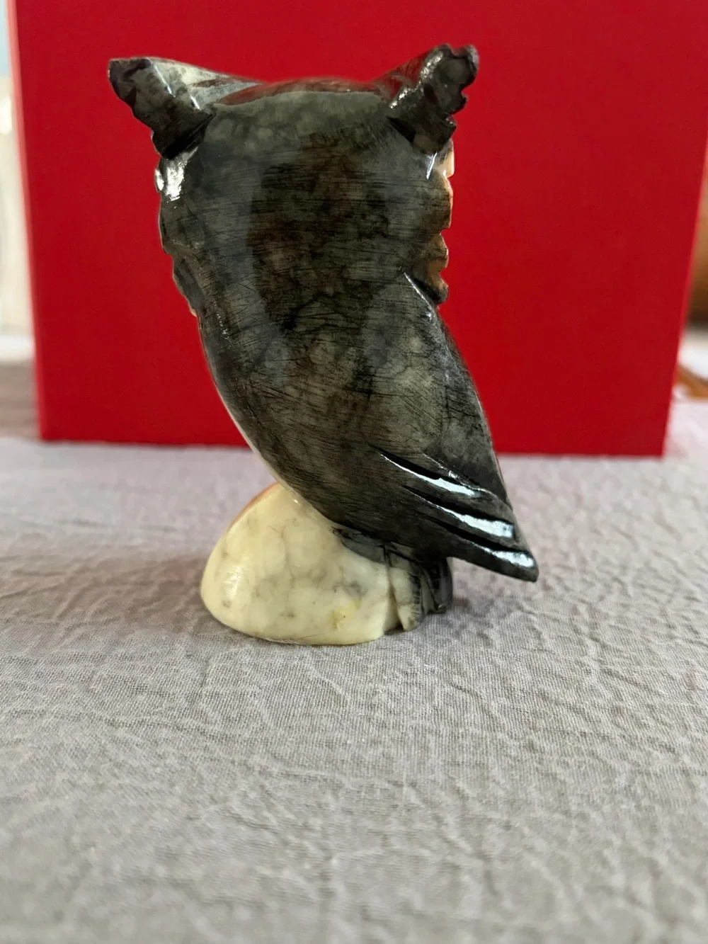 Hand Carved Owl Alabaster Stone Figurine Made In Italy 3.5 inches